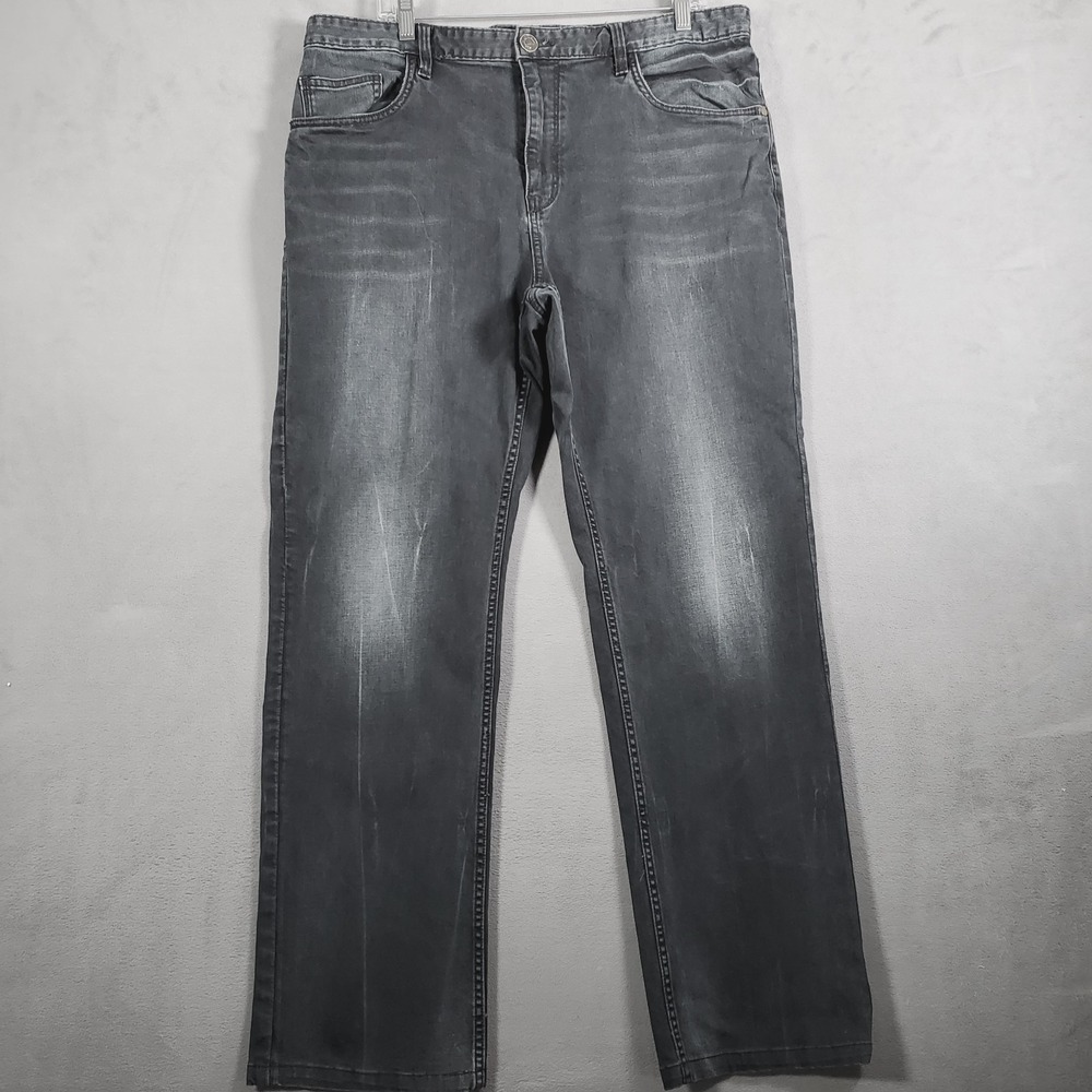 Robert Graham Jeans Mens 40x30 Black Faded Yates Classic Straight Stretch Grunge